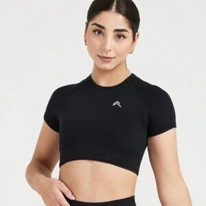 Oner Active Black Short Sleeve Gym Crop Top